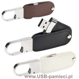 CapS-26 Pamięć usb w skórze ekologicznej + metal, kolory: biały, czarny, brązowy