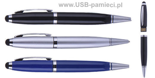 D-9 Długopis z pamięcią usb, srebrny, czarny, niebieski